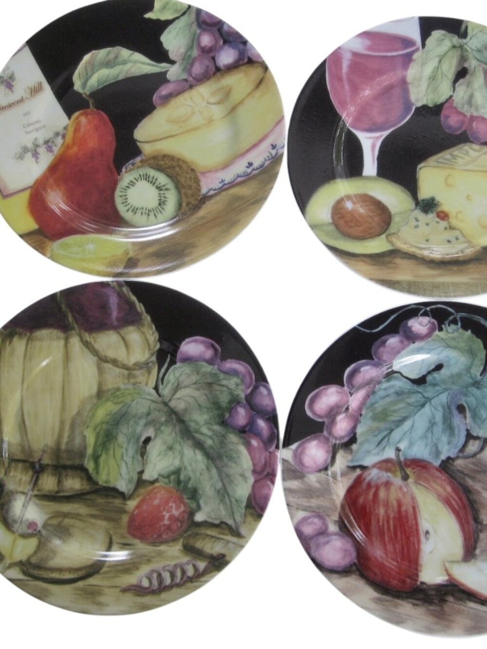 Vintage Y2K American Atelier Napa Set 4 Wine Cheese Plates THANKSGIVING HARVEST